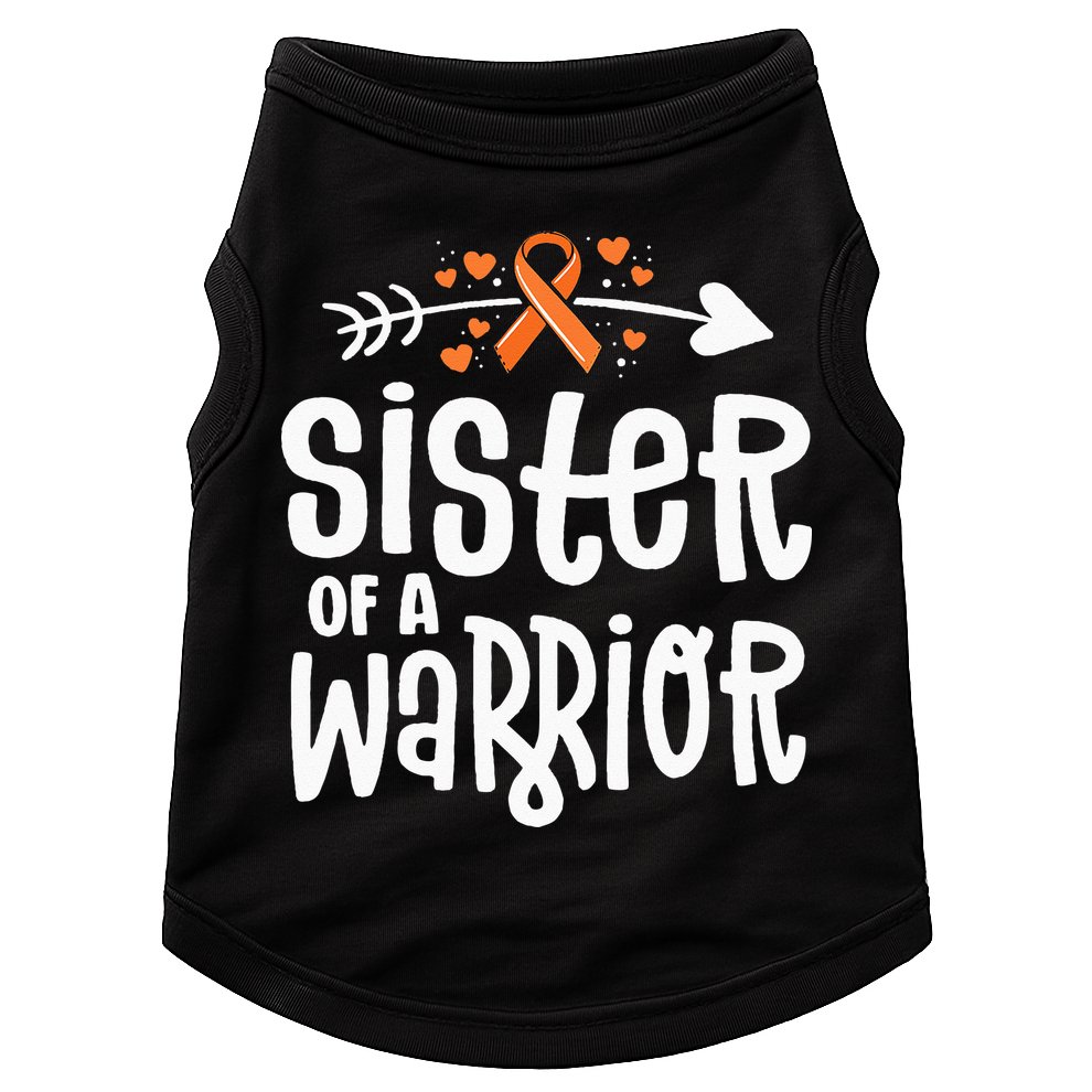 Sister Of A Warrior Orange Family Leukemia Cancer Awareness Doggie Tank