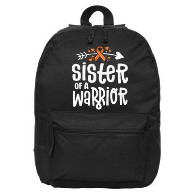 Sister Of A Warrior Orange Family Leukemia Cancer Awareness 16 in Basic Backpack