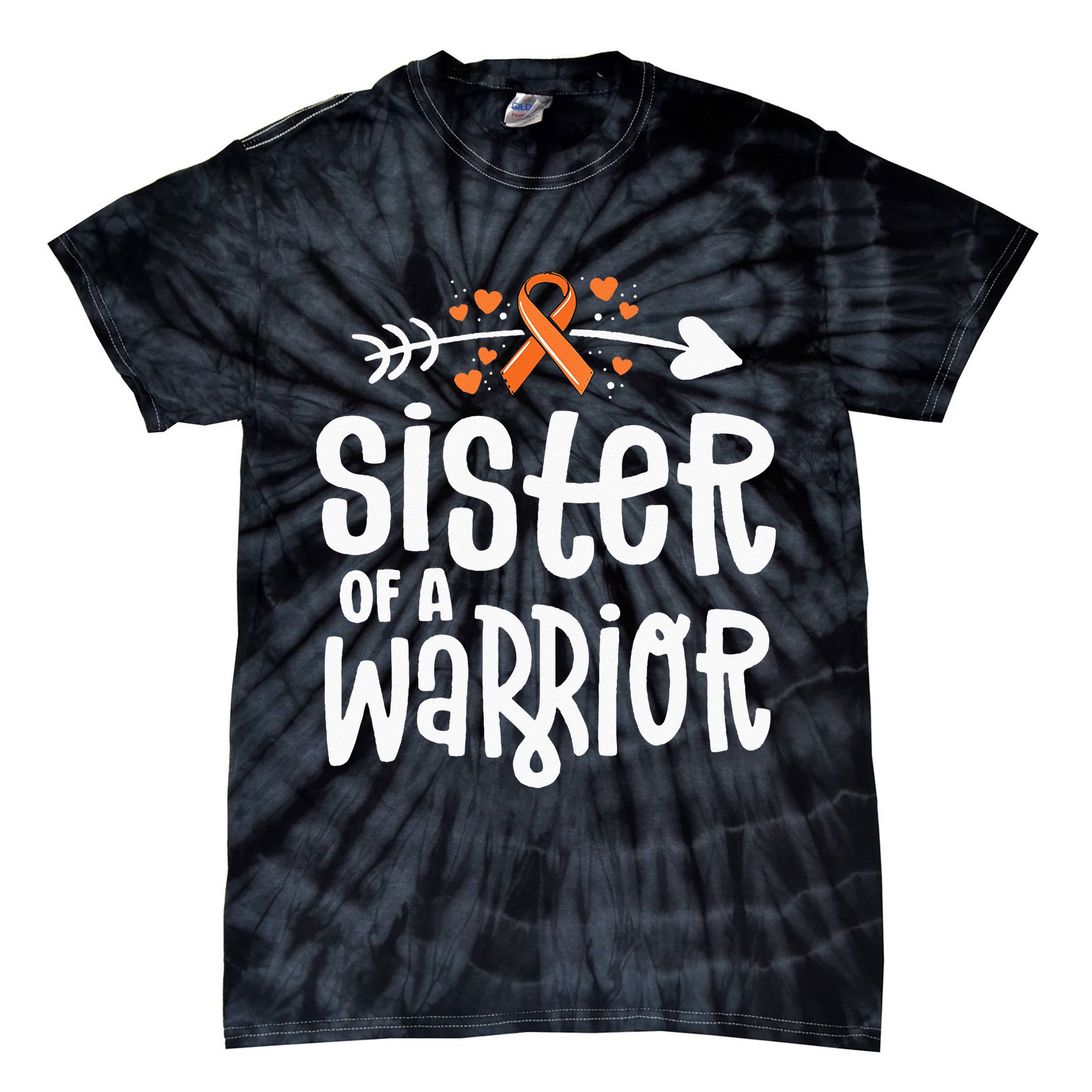 Sister Of A Warrior Orange Family Leukemia Cancer Awareness Tie-Dye T-Shirt