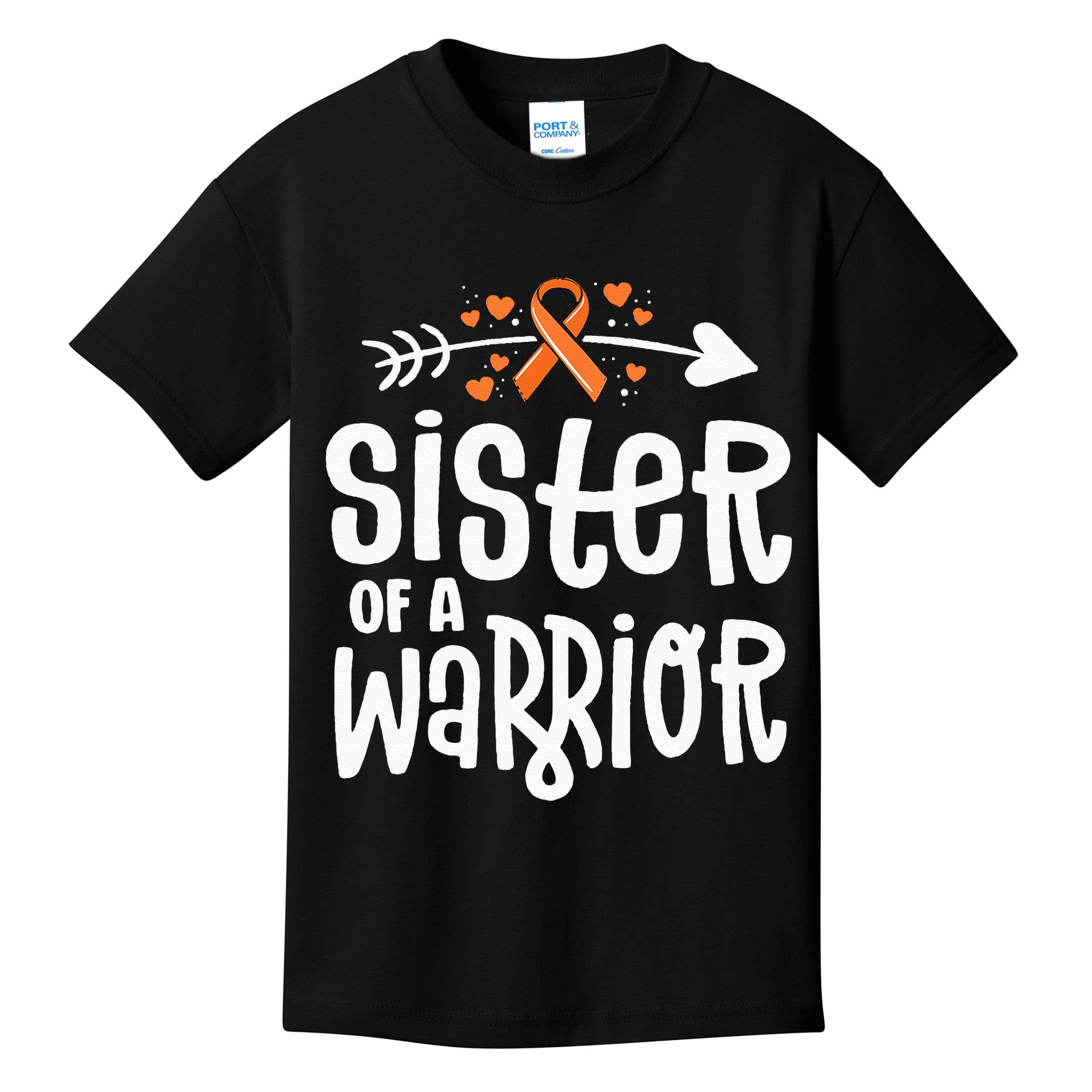 Sister Of A Warrior Orange Family Leukemia Cancer Awareness Kids T-Shirt