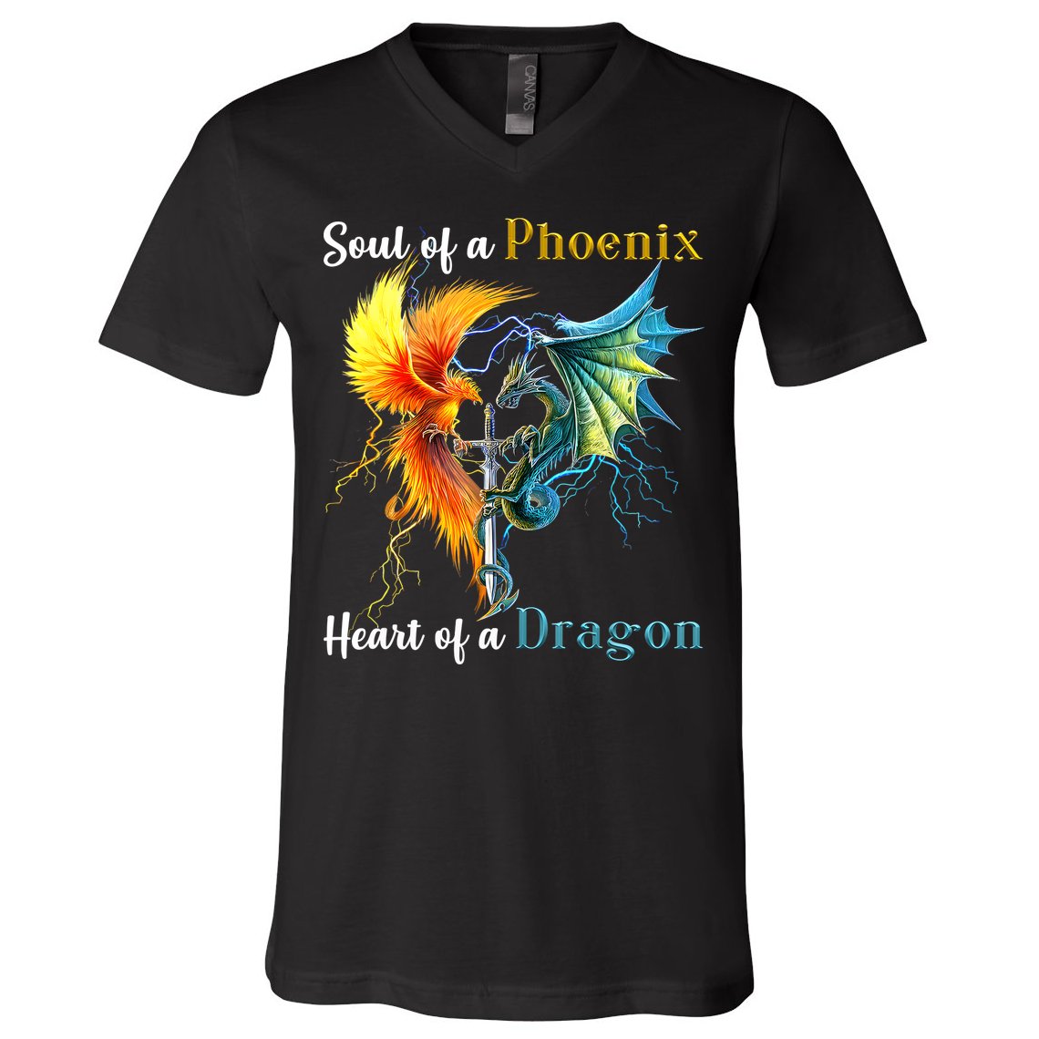 Soul Of A Phoenix Heart Of A Dragon V-Neck T-Shirt