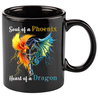 Soul Of A Phoenix Heart Of A Dragon 11oz C Handle Ceramic Mug