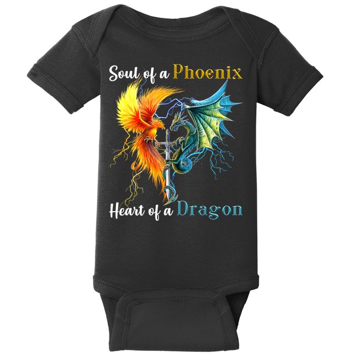 Soul Of A Phoenix Heart Of A Dragon Baby Bodysuit