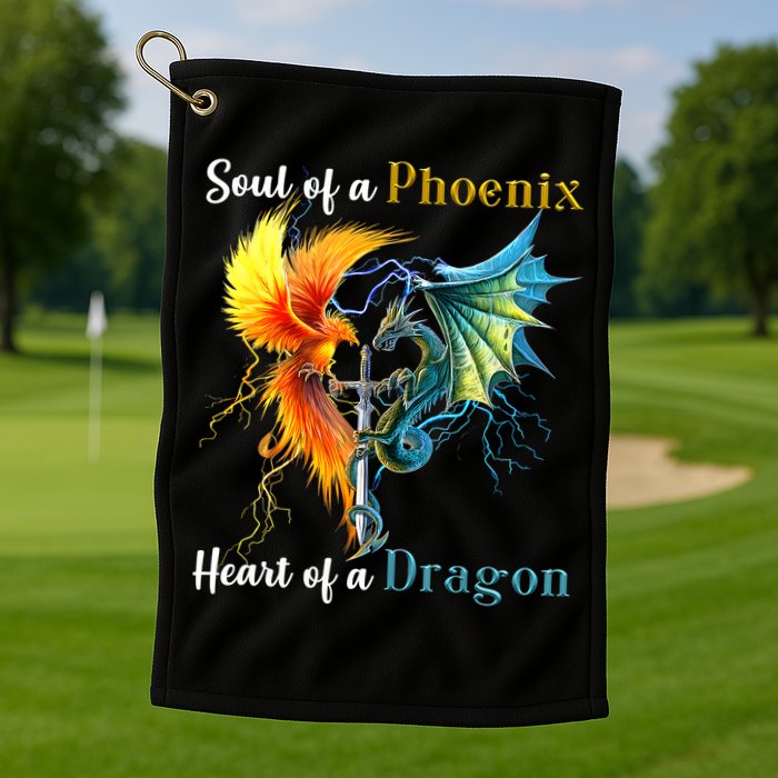 Soul Of A Phoenix Heart Of A Dragon Golf Towel