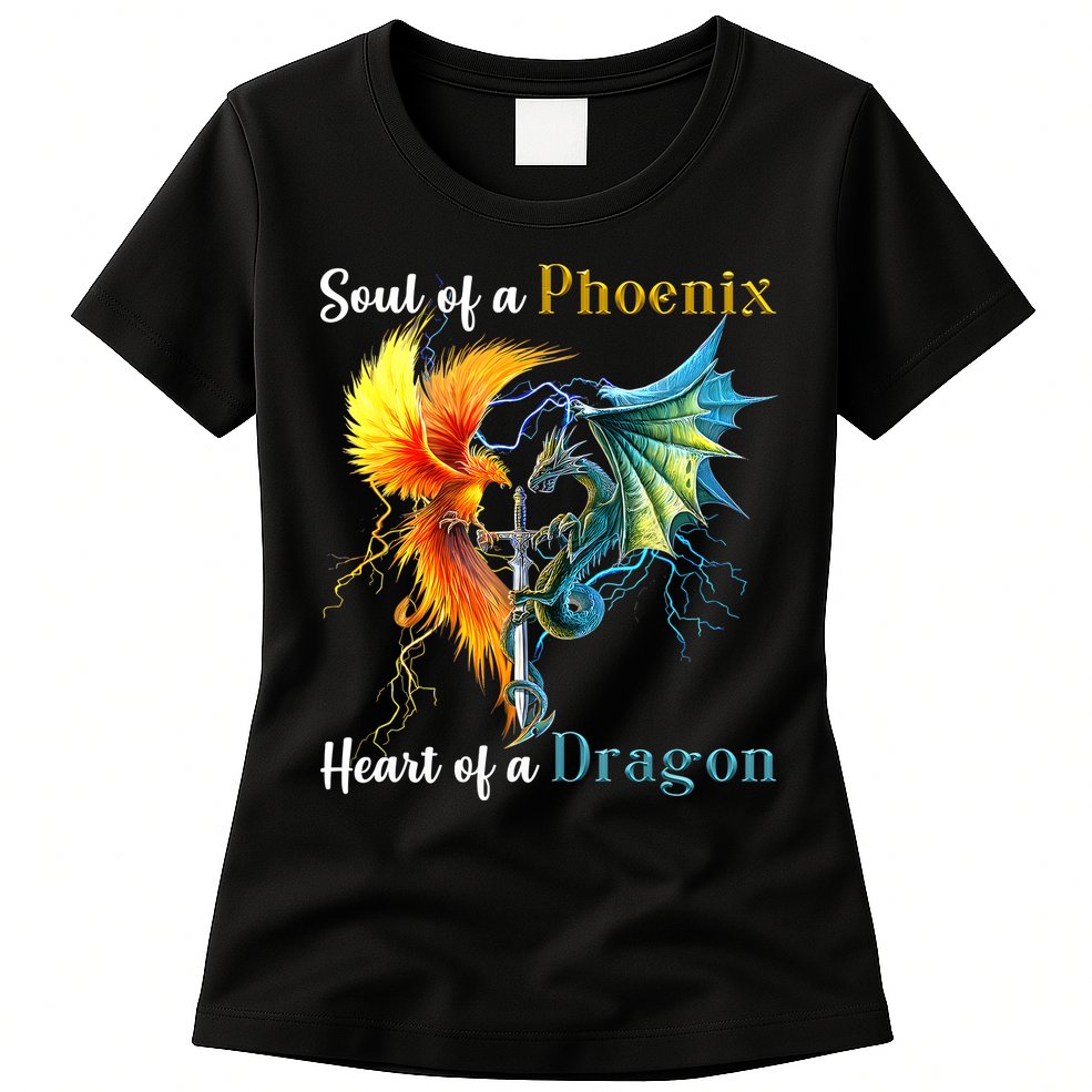 Soul Of A Phoenix Heart Of A Dragon Womens T-Shirt