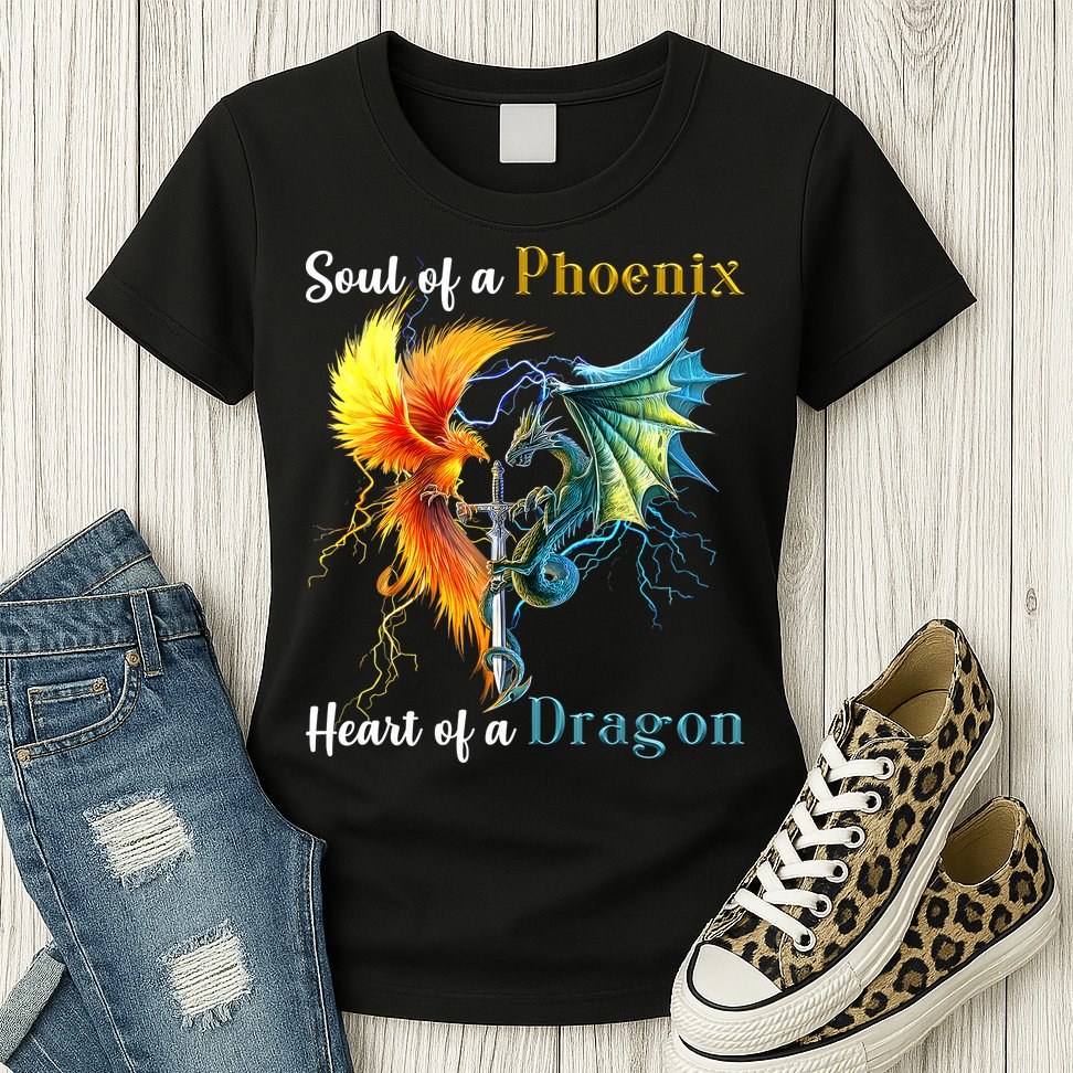 Soul Of A Phoenix Heart Of A Dragon Womens T-Shirt