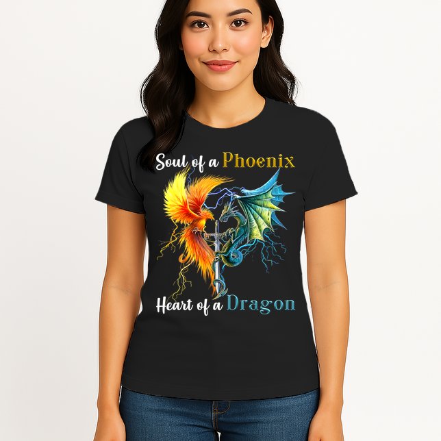 Soul Of A Phoenix Heart Of A Dragon Womens T-Shirt