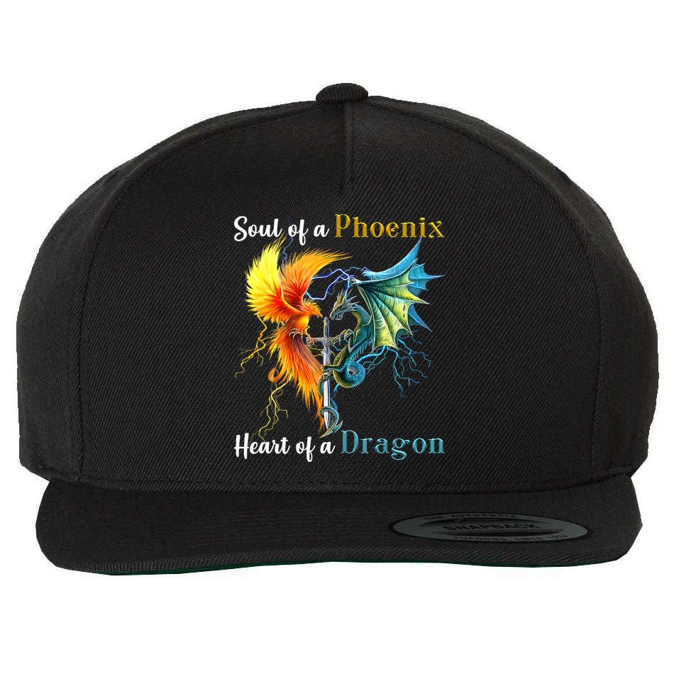 Soul Of A Phoenix Heart Of A Dragon Wool Snapback Cap