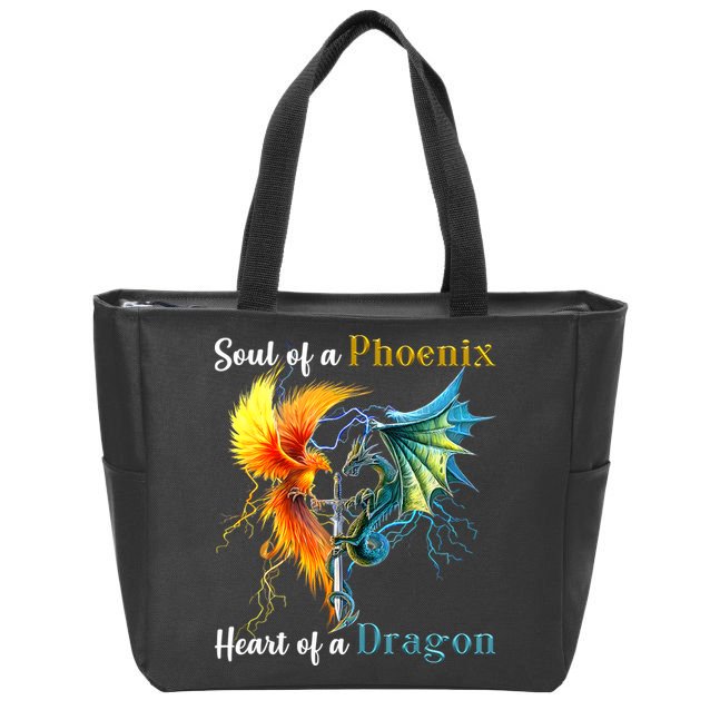 Soul Of A Phoenix Heart Of A Dragon Zip Tote Bag