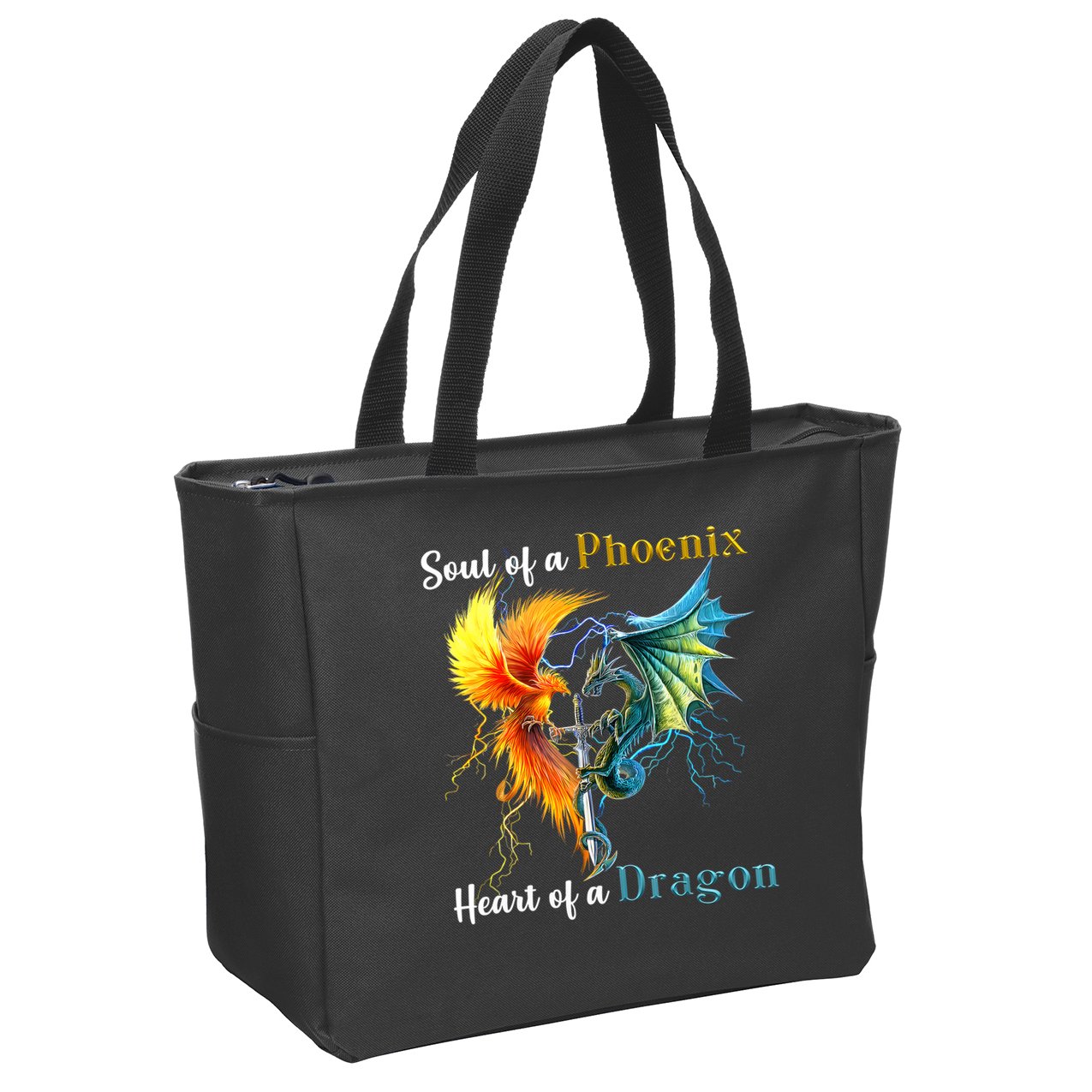 Soul Of A Phoenix Heart Of A Dragon Zip Tote Bag