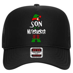 Son Of A Nutcracker Funny Elf High Crown Mesh Back Trucker Hat