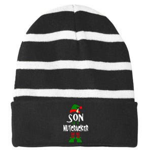 Son Of A Nutcracker Funny Elf Striped Beanie with Solid Band