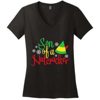 Son Of A Nutcracker Funny Christmas Costume Women's V-Neck T-Shirt