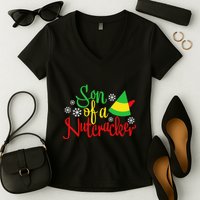 Son Of A Nutcracker Funny Christmas Costume Women's V-Neck T-Shirt
