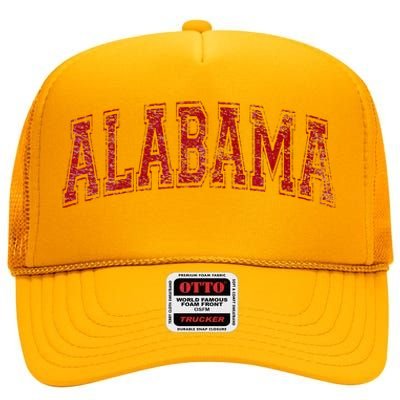 State Of Alabama Varsity Style High Crown Mesh Back Trucker Hat