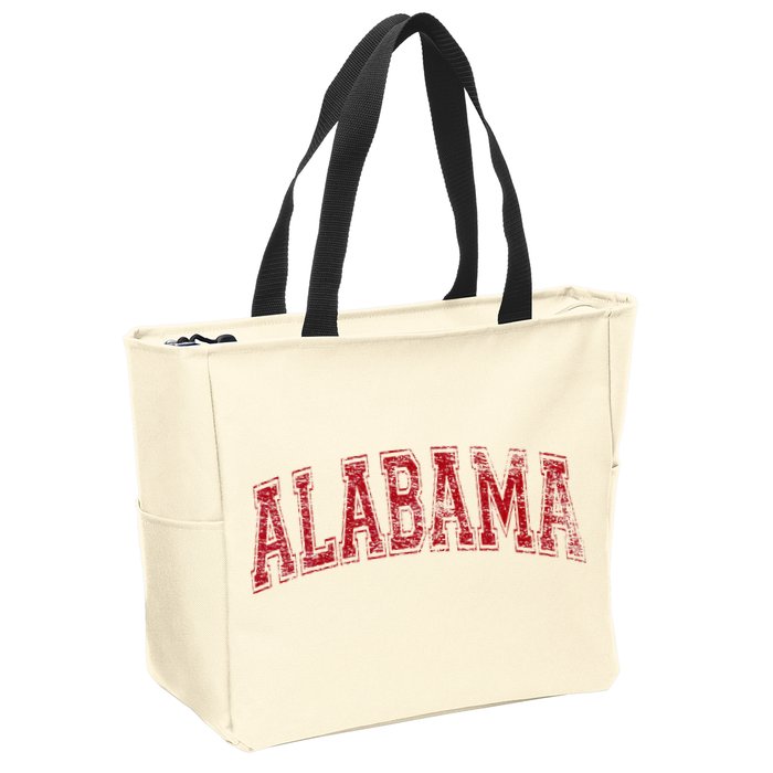 State Of Alabama Varsity Style Zip Tote Bag