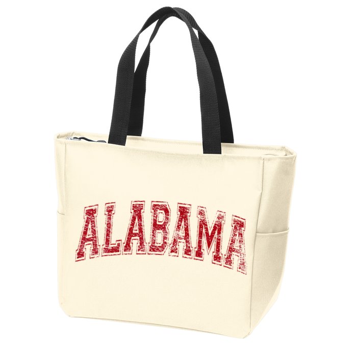 State Of Alabama Varsity Style Zip Tote Bag