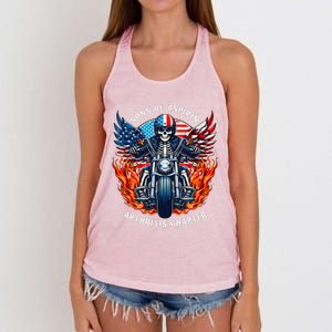 Sons Of Aspirin Arthritis Chapter Skeleton Motorcycle Rider Women's Knotted Racerback Tank