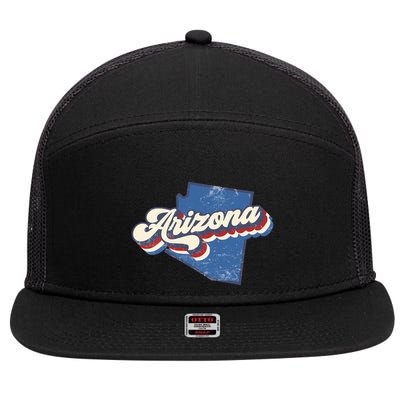 State Of Arizona Retro Logo 7 Panel Mesh Trucker Snapback Hat