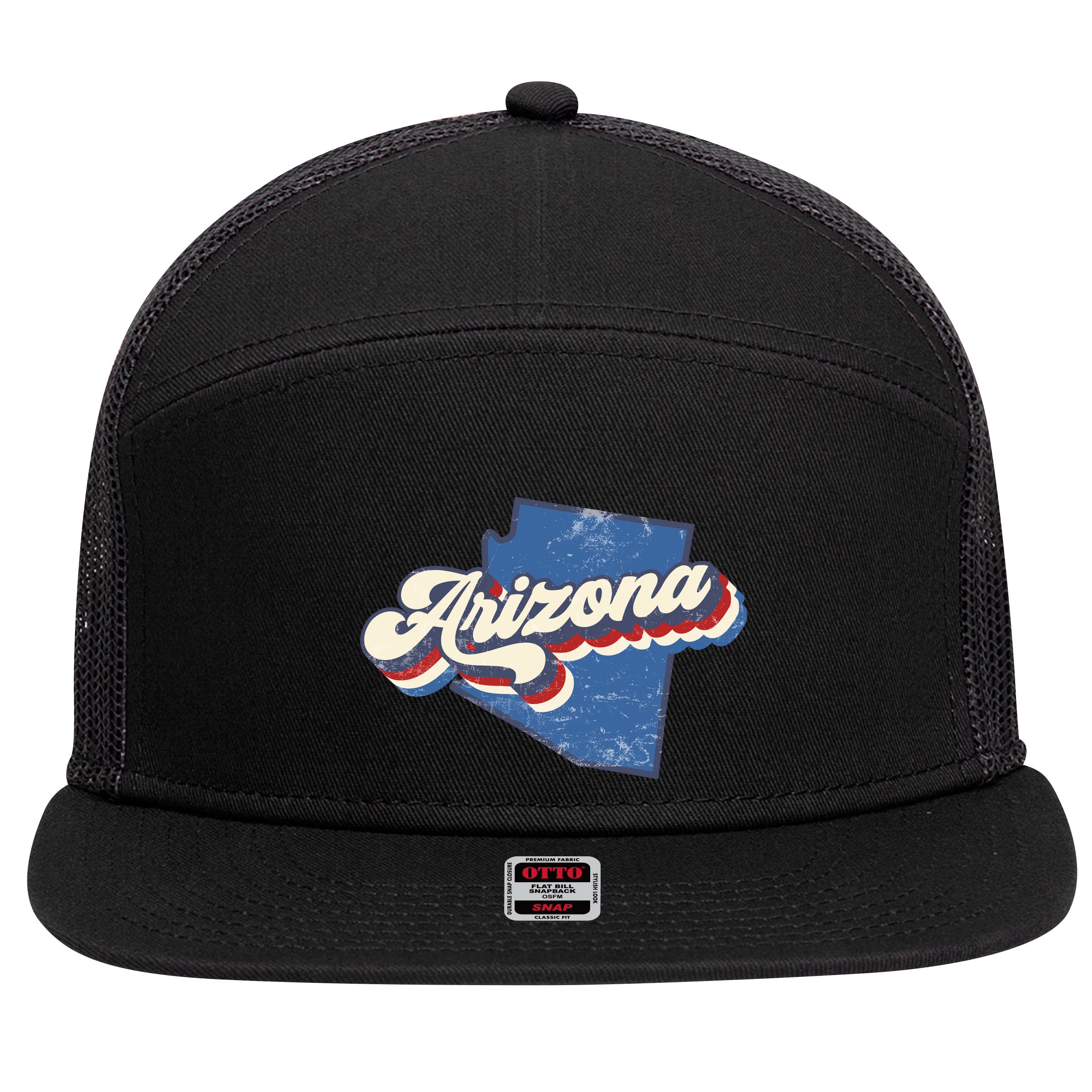State Of Arizona Retro Logo 7 Panel Mesh Trucker Snapback Hat