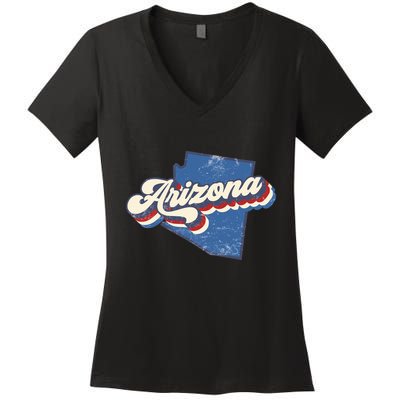 State Of Arizona Retro Logo Women's V-Neck T-Shirt