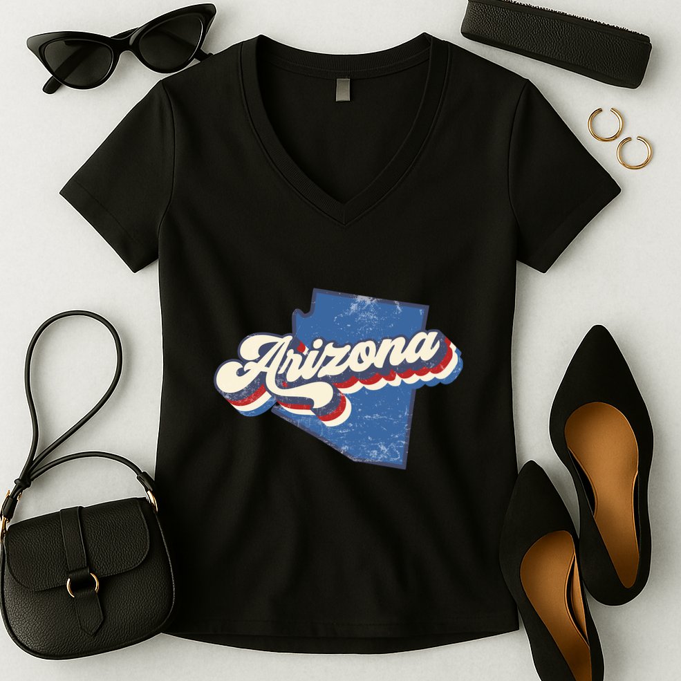 State Of Arizona Retro Logo Women's V-Neck T-Shirt