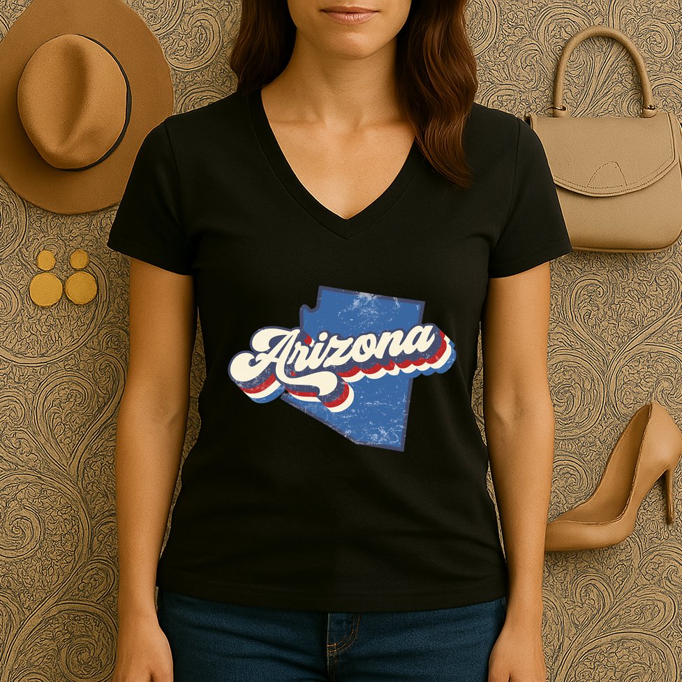 State Of Arizona Retro Logo Women's V-Neck T-Shirt