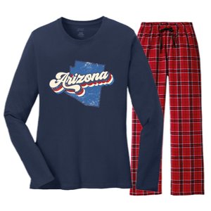 State Of Arizona Retro Logo Women's Long Sleeve Flannel Pajama Set 