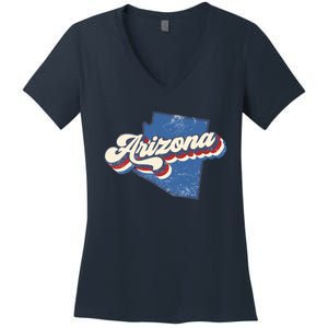 State Of Arizona Retro Logo Women's V-Neck T-Shirt