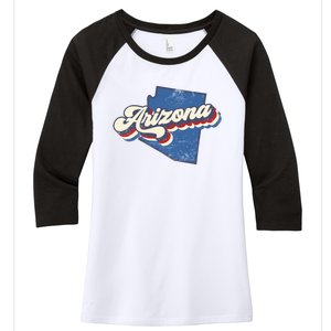 State Of Arizona Retro Logo Women's Tri-Blend 3/4-Sleeve Raglan Shirt