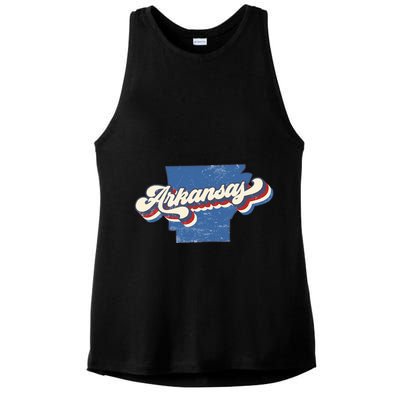State Of Arkansas Retro Logo Ladies PosiCharge Tri-Blend Wicking Tank