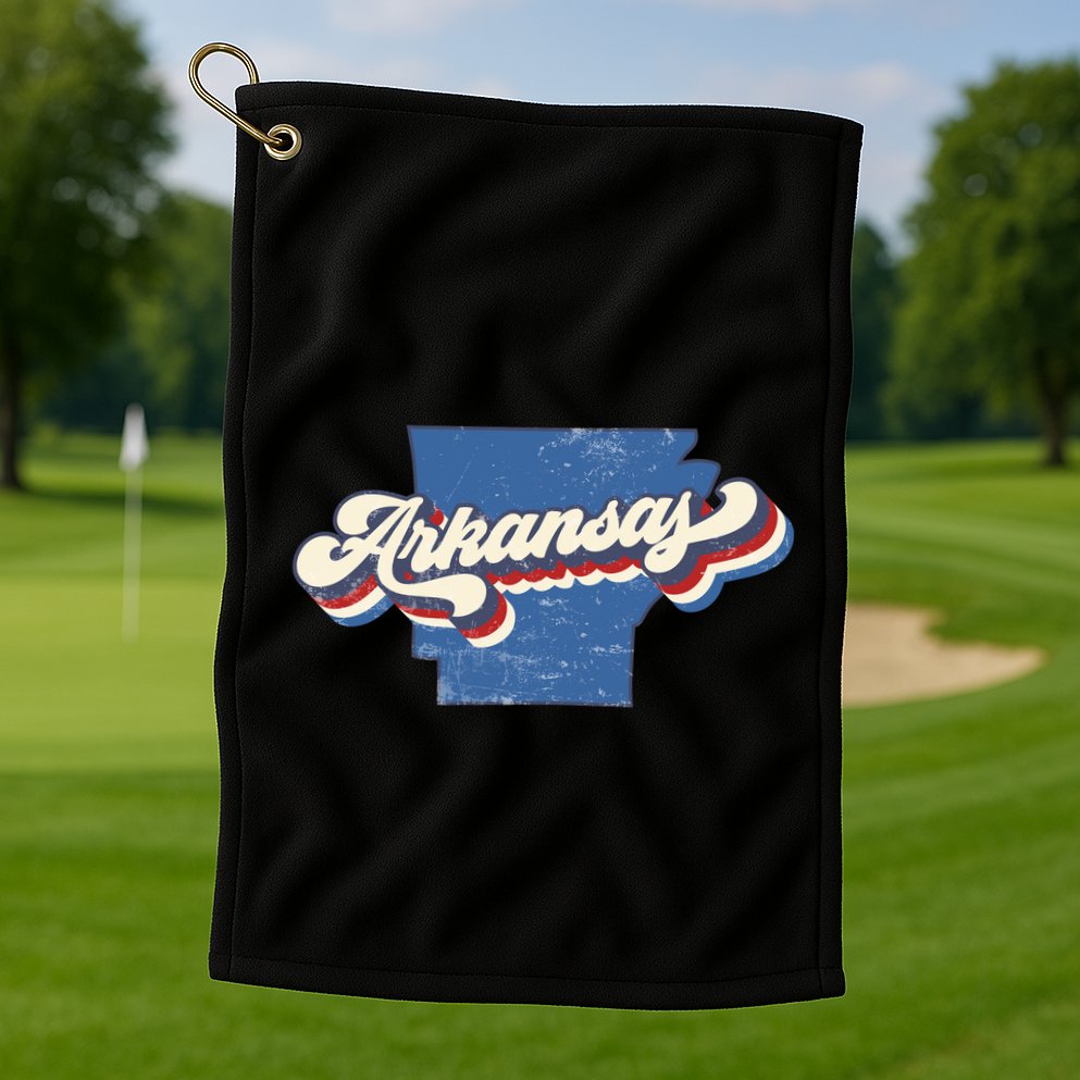 State Of Arkansas Retro Logo Golf Towel