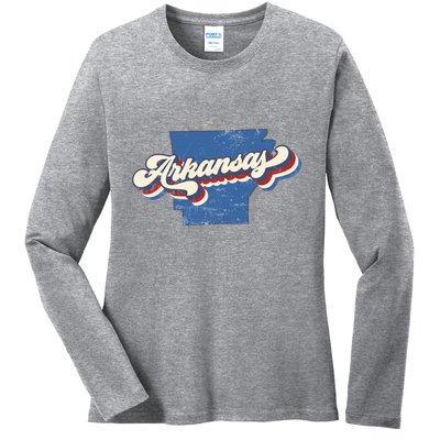 State Of Arkansas Retro Logo Ladies Long Sleeve Shirt
