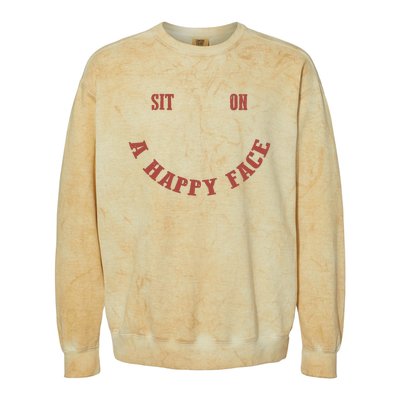 Sit On A Happy Face Funny Colorblast Crewneck Sweatshirt