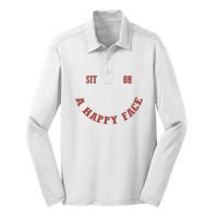 Sit On A Happy Face Funny Silk Touch Performance Long Sleeve Polo