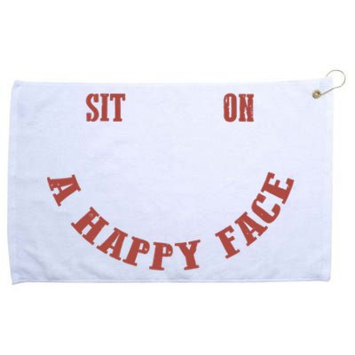 Sit On A Happy Face Funny Grommeted Golf Towel