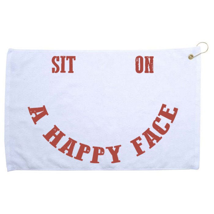 Sit On A Happy Face Funny Grommeted Golf Towel