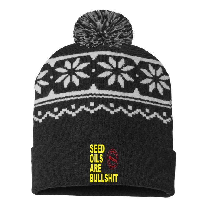 Seed Oils Are Bullshit Oils Unhealthy Foods USA-Made Snowflake Beanie