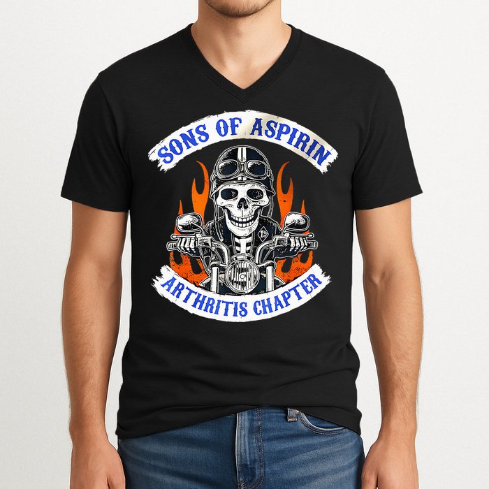 Sons Of Aspirin Arthritis Chapter For Funny Biker V-Neck T-Shirt