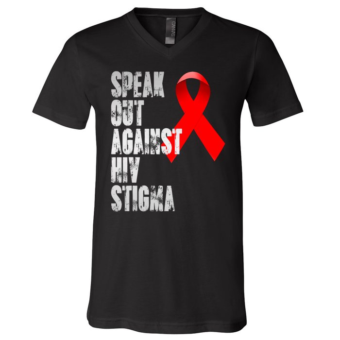 Speak Out Against Hiv Stigma World Aids Day V-Neck T-Shirt