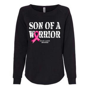 Son Of A Warrior Breast Cancer Awareness Gift Pink Ribbon Cool Gift Womens California Wash Sweatshirt