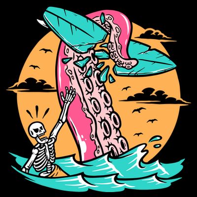 Surfing Octopus Attack Surfer Holiday Gift T-Shirt