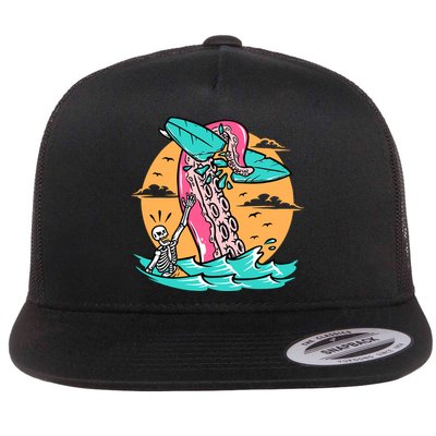 Surfing Octopus Attack Surfer Holiday Gift Flatbill Hat