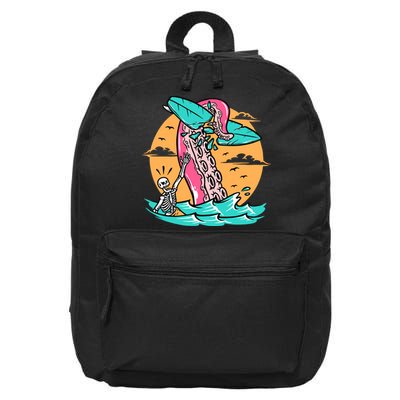 Surfing Octopus Attack Surfer Holiday Gift 16 in Basic Backpack