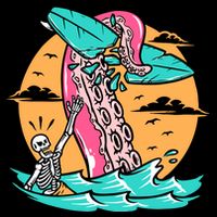Surfing Octopus Attack Surfer Holiday Gift 16 in Basic Backpack
