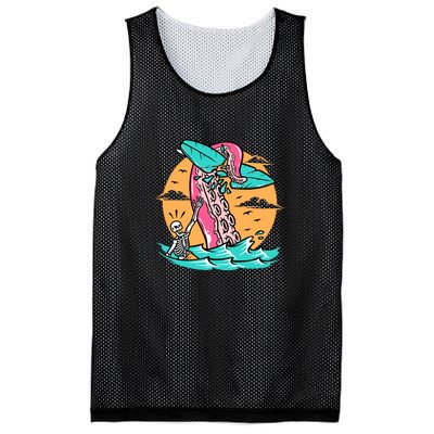 Surfing Octopus Attack Surfer Holiday Gift Mesh Reversible Basketball Jersey Tank