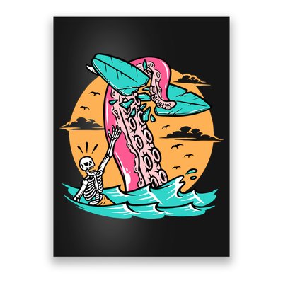 Surfing Octopus Attack Surfer Holiday Gift Poster