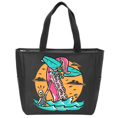 Surfing Octopus Attack Surfer Holiday Gift Zip Tote Bag