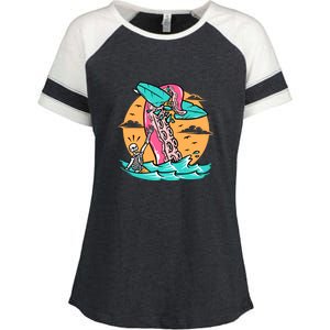 Surfing Octopus Attack Surfer Holiday Gift Enza Ladies Jersey Colorblock Tee