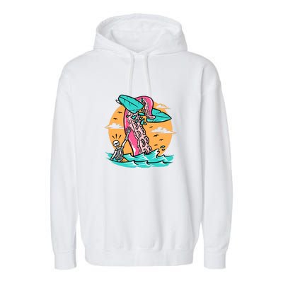 Surfing Octopus Attack Surfer Holiday Gift Garment-Dyed Fleece Hoodie